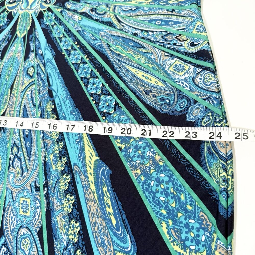 Chico’s Blue Green Paisley Print 3/4 Sleeve Dress Size 3/ XL - Picture 10 of 11